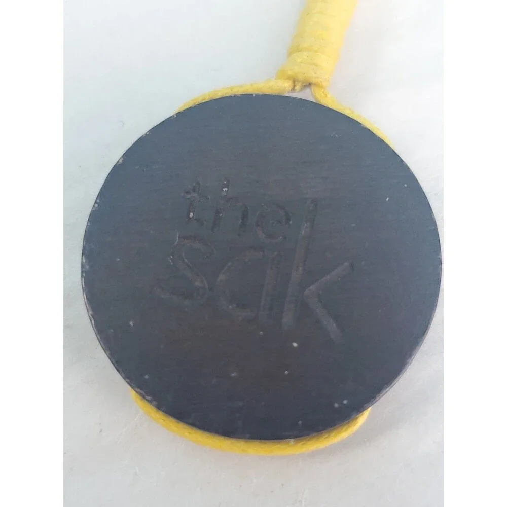 The Sak Bag Charm Keychain Replacement Hangtag Round Logo Yellow Cord Fob Metal